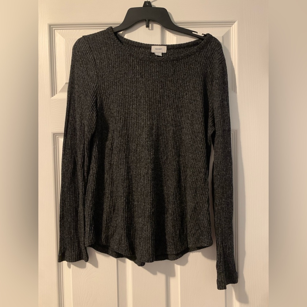 Old Navy Black/Gray Ribbed Soft Longsleeve | Size M